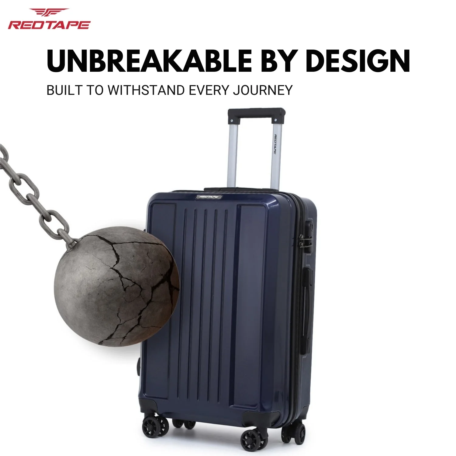 Navy 8 Wheels Trolley Bag Set of 2 (Large + Cabin) - Image 5