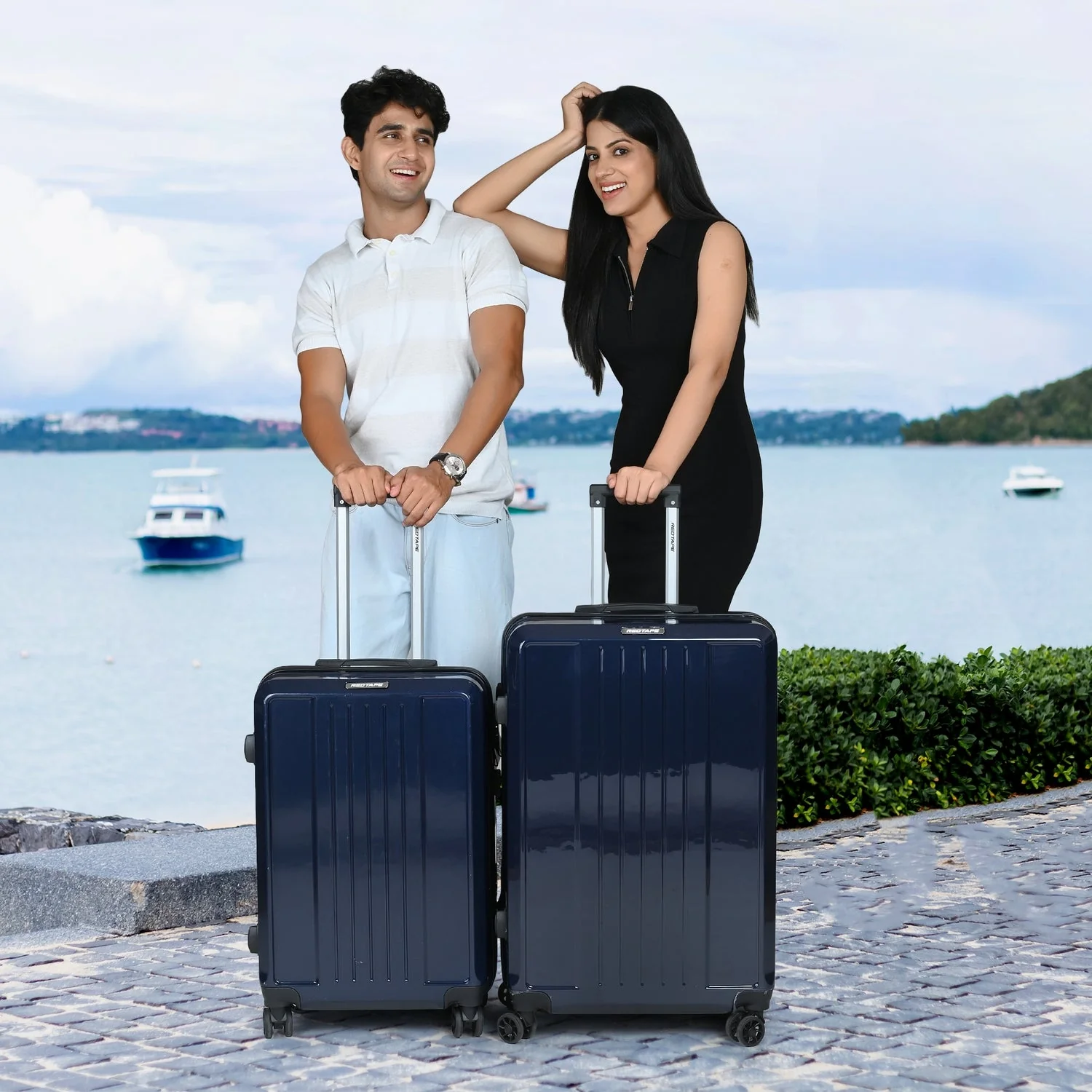 Navy 8 Wheels Trolley Bag Set of 2 (Large + Medium) - Image 8