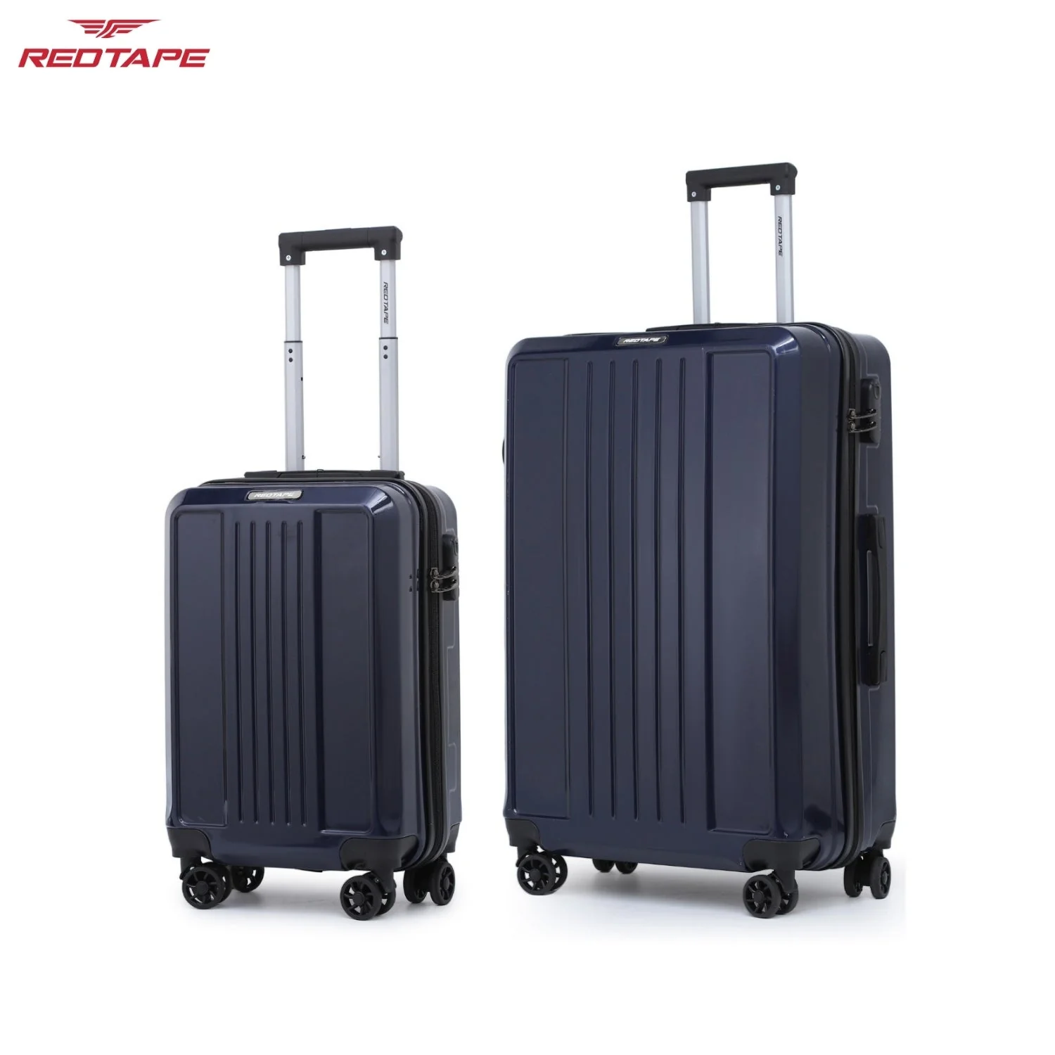 Navy 8 Wheels Trolley Bag Set of 2 (Medium + Cabin) - Image 2