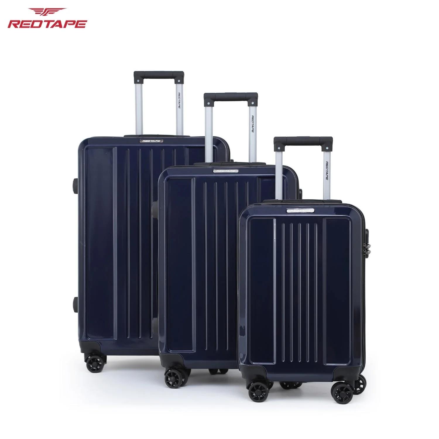 Navy 8 Wheels Trolley Bag Set of 3 (Large + Medium + Cabin) - Image 2
