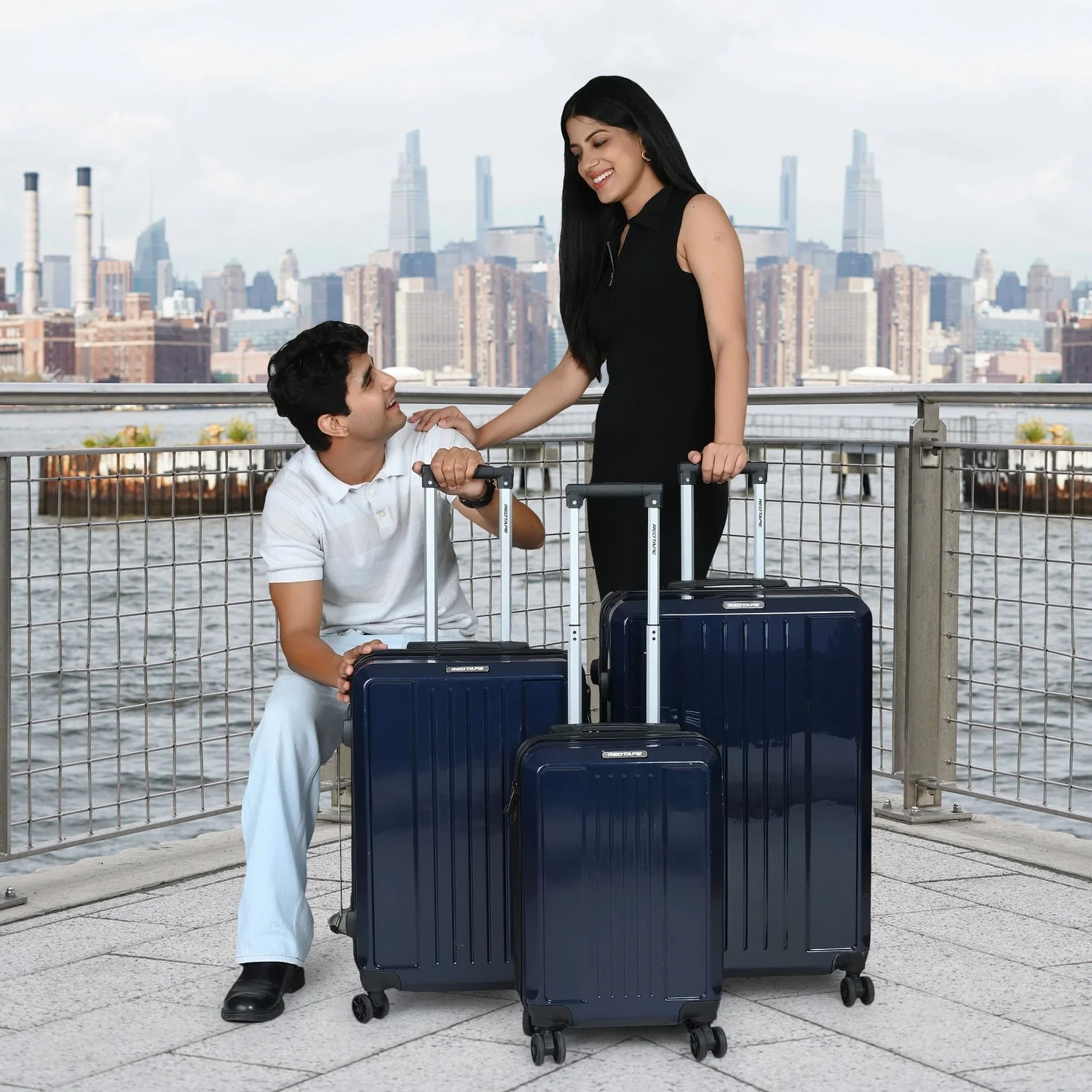 Navy 8 Wheels Trolley Bag Set of 3 (Large + Medium + Cabin) - Image 8