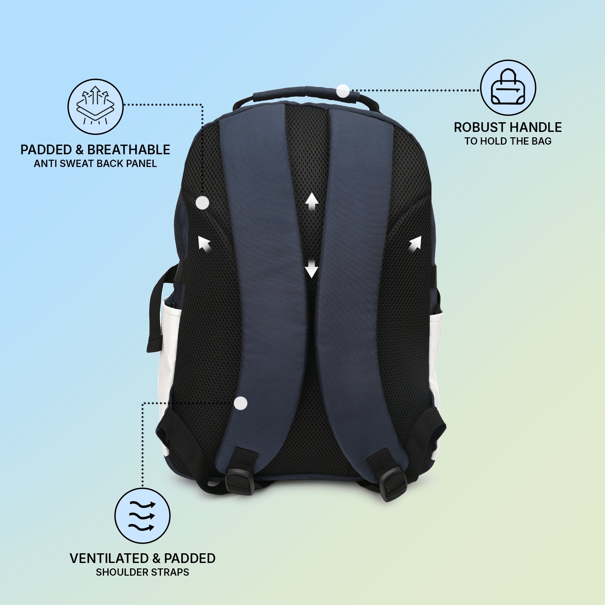 Navy Beige Unisex 23L Polyester Laptop Backpack - Image 3