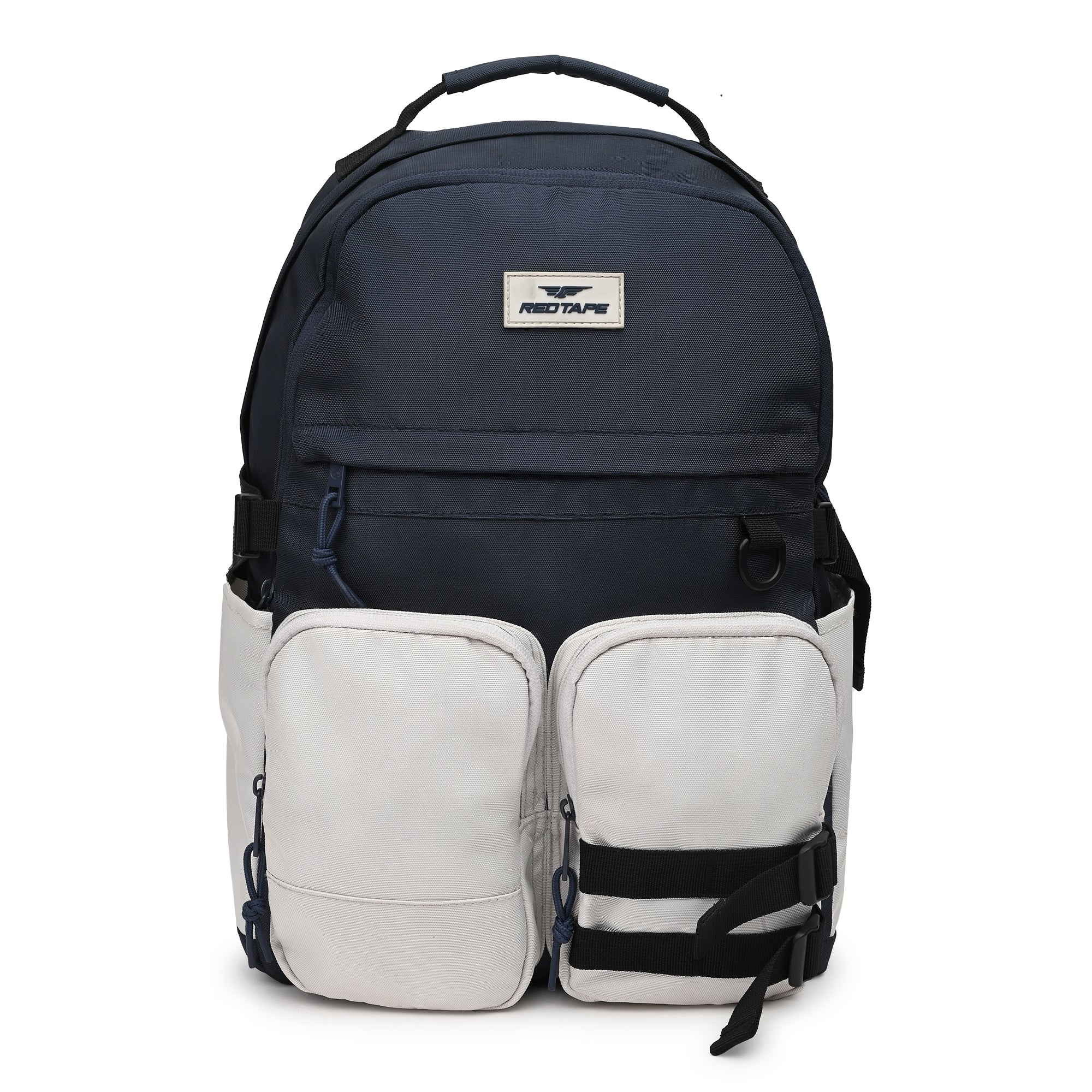 Navy Beige Unisex 23L Polyester Laptop Backpack - Image 4