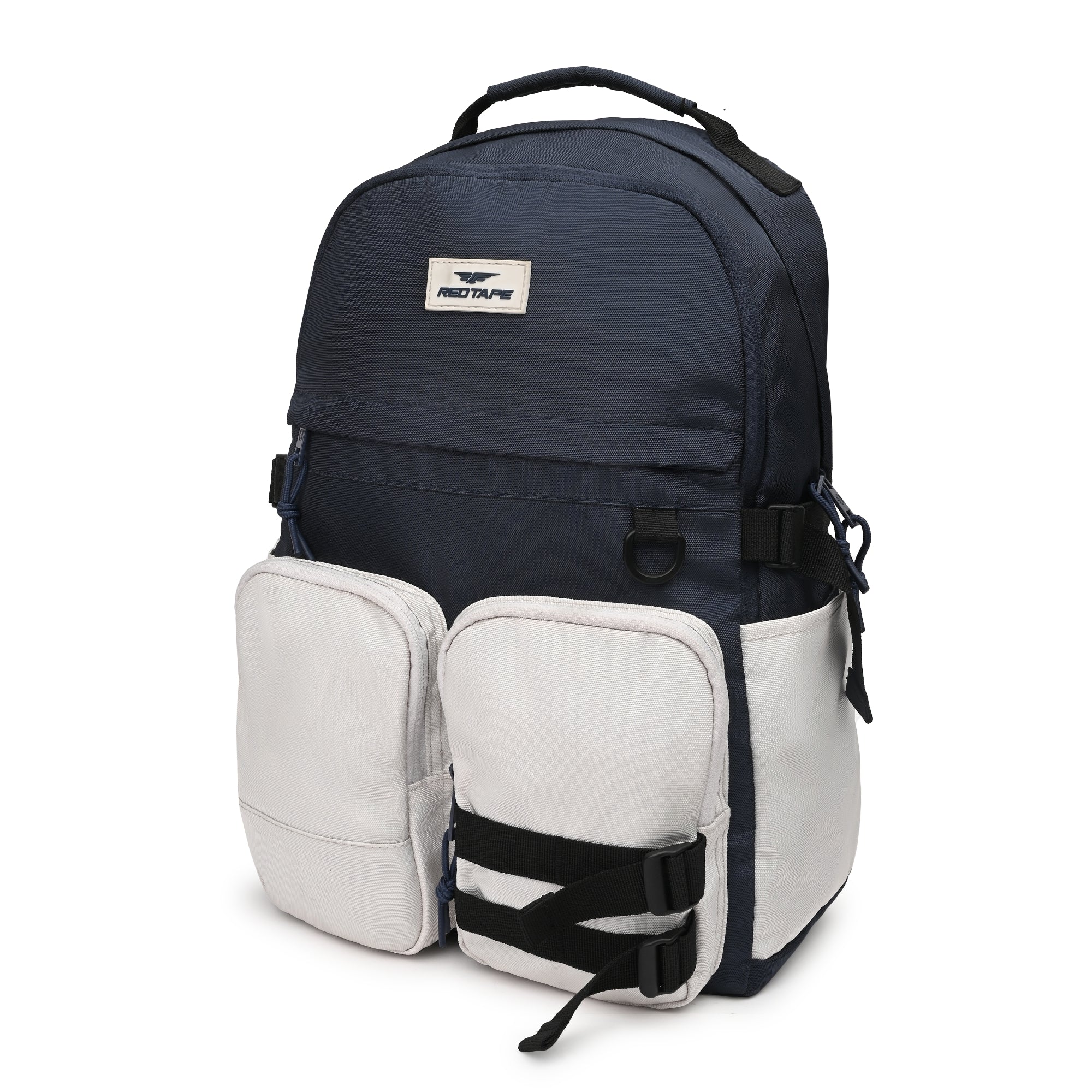 Navy Beige Unisex 23L Polyester Laptop Backpack - Image 5