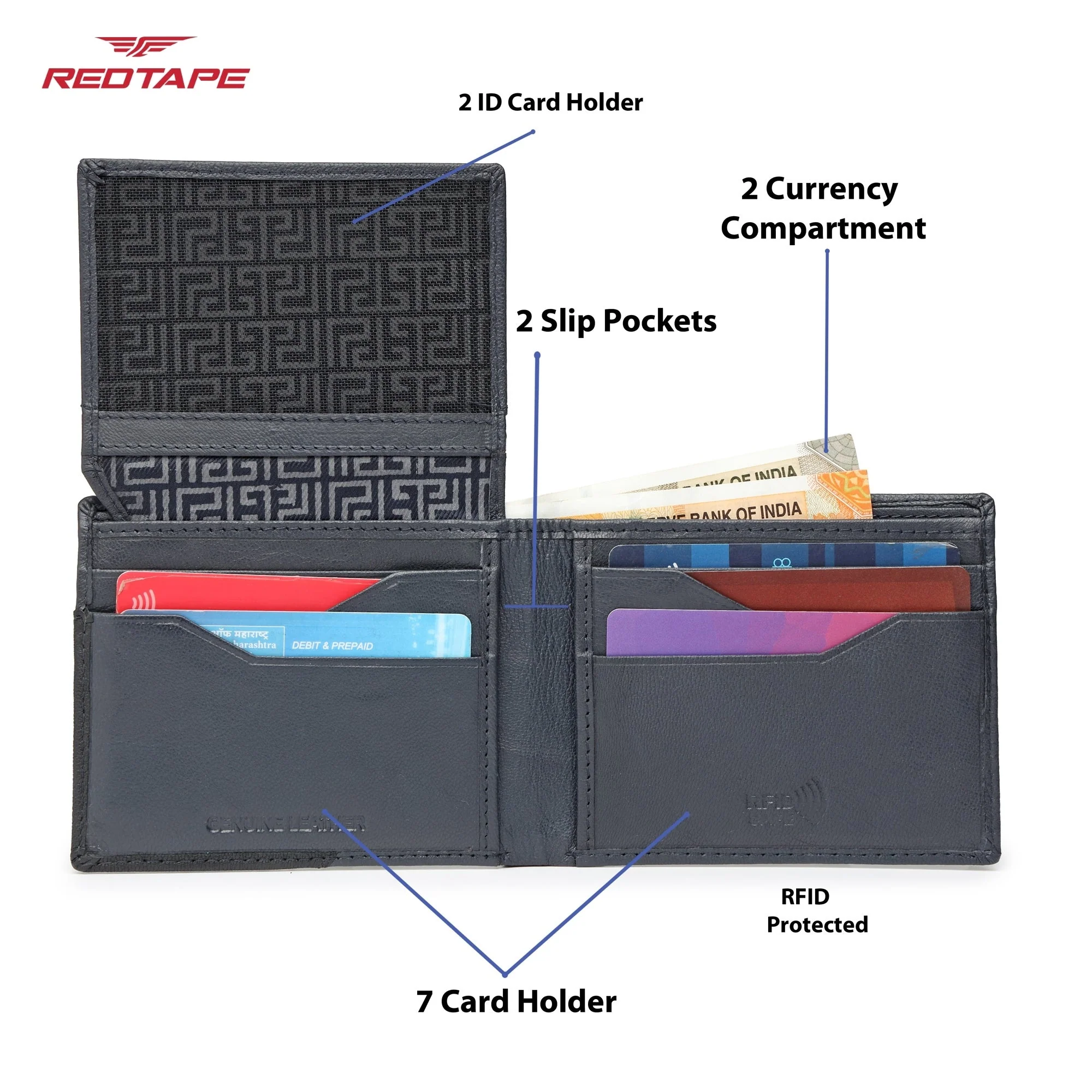 Navy Black Men's Leather Wallet - Image 5