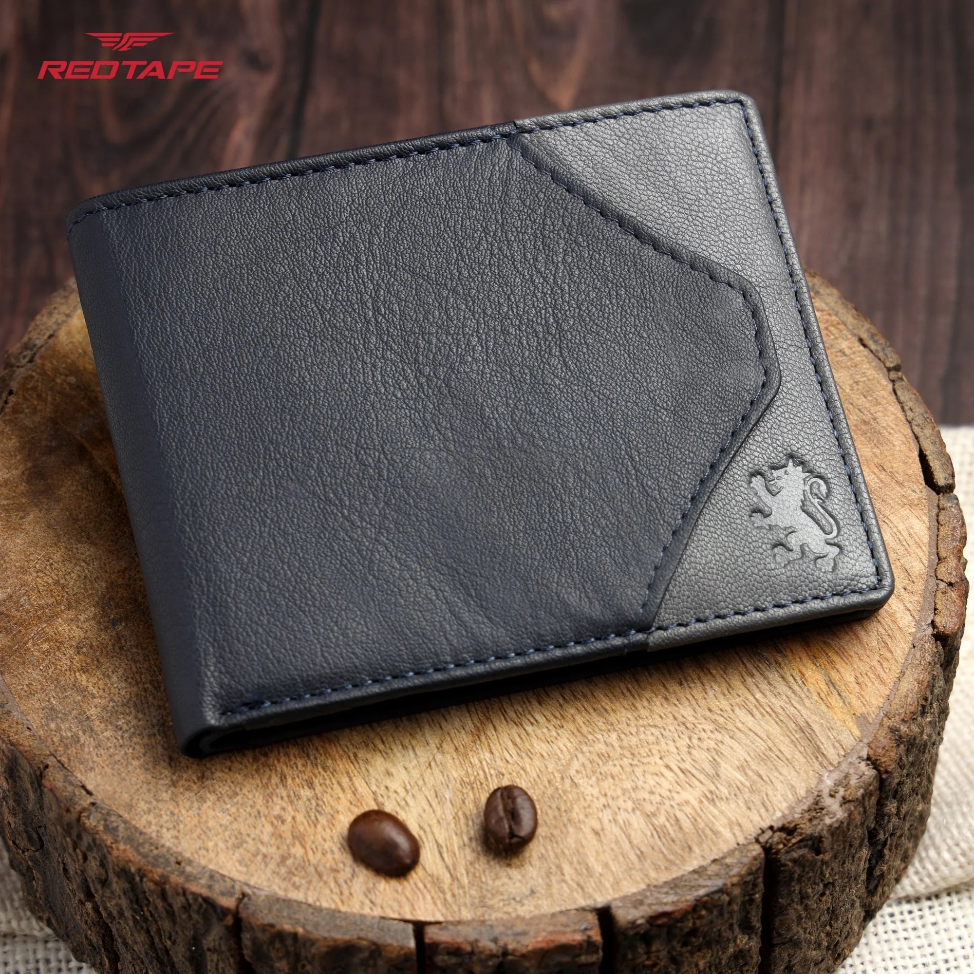 Navy Grey Genuine Leather RFID Wallet for Men - Image 3