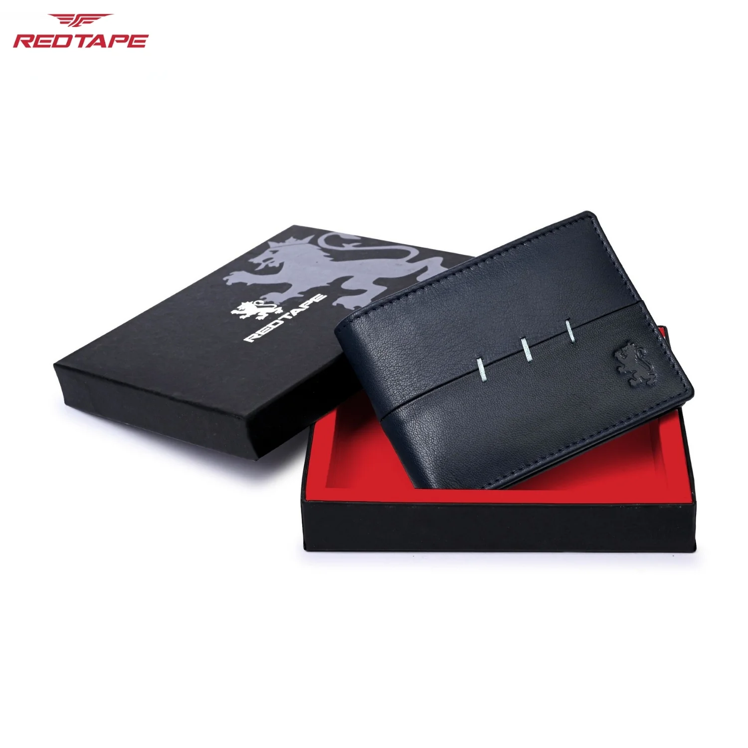 Navy Mens Bifold Leather Wallet with RFID Blocking - Image 2