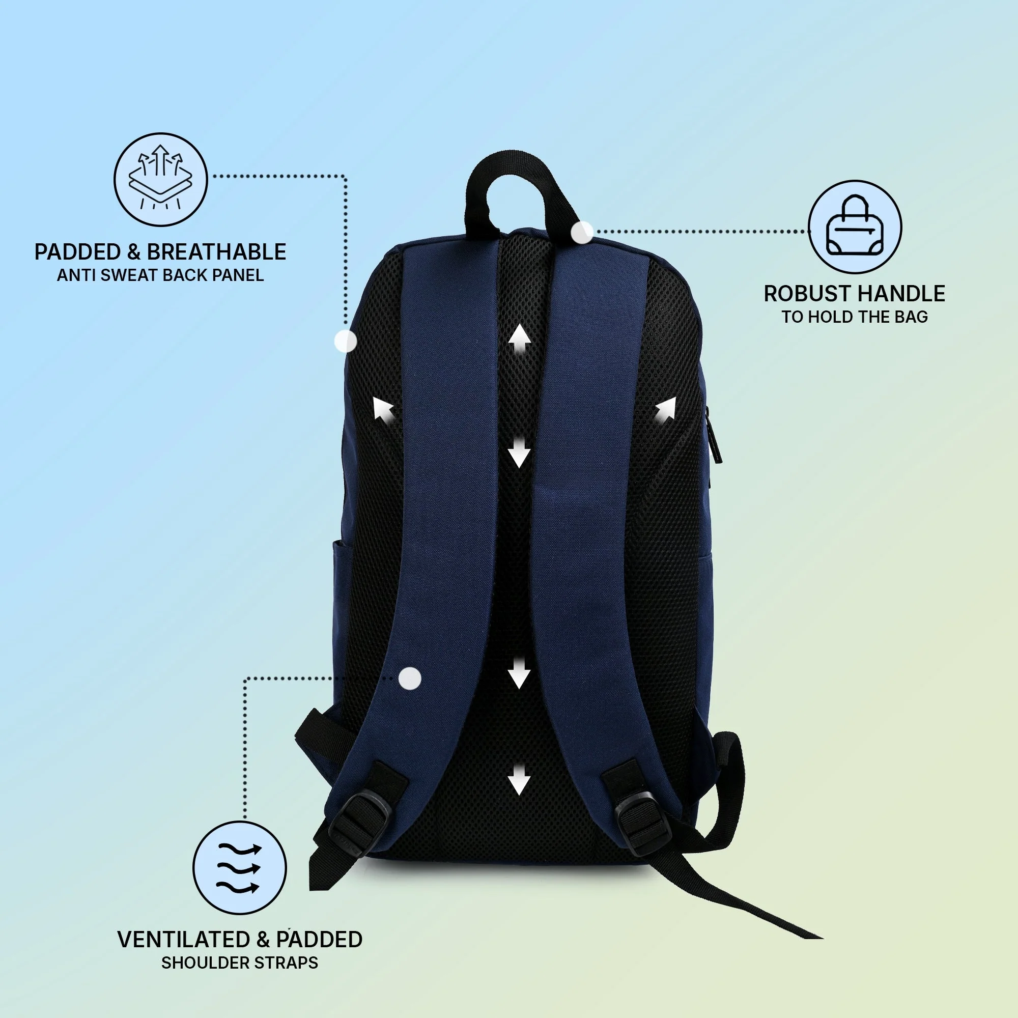 Navy Mustard Unisex 19.5L Polyester Laptop Backpack - Image 3