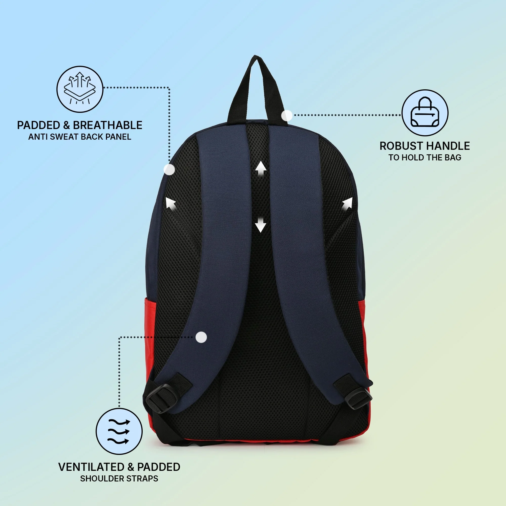 Navy Red Unisex 21.5L Polyester Laptop Backpack - Image 3