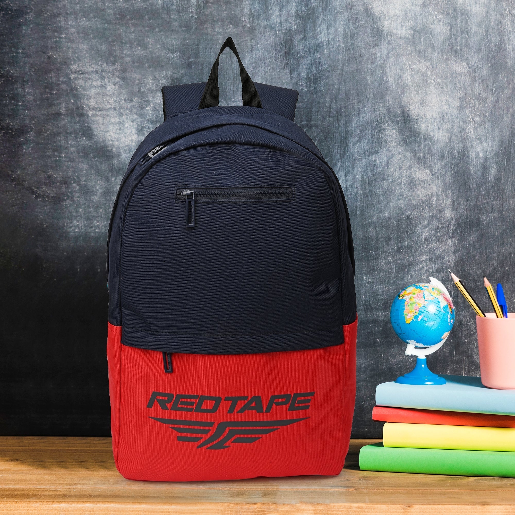 Navy Red Unisex 21.5L Polyester Laptop Backpack - Image 6