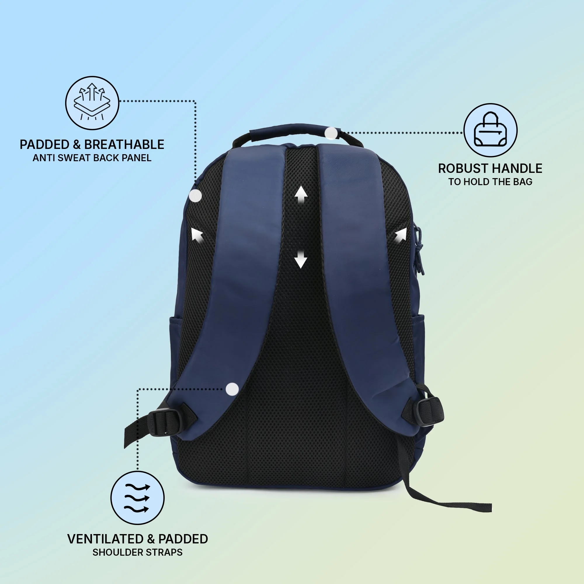Navy Unisex 19.5L Polyester Laptop Backpack - Image 3