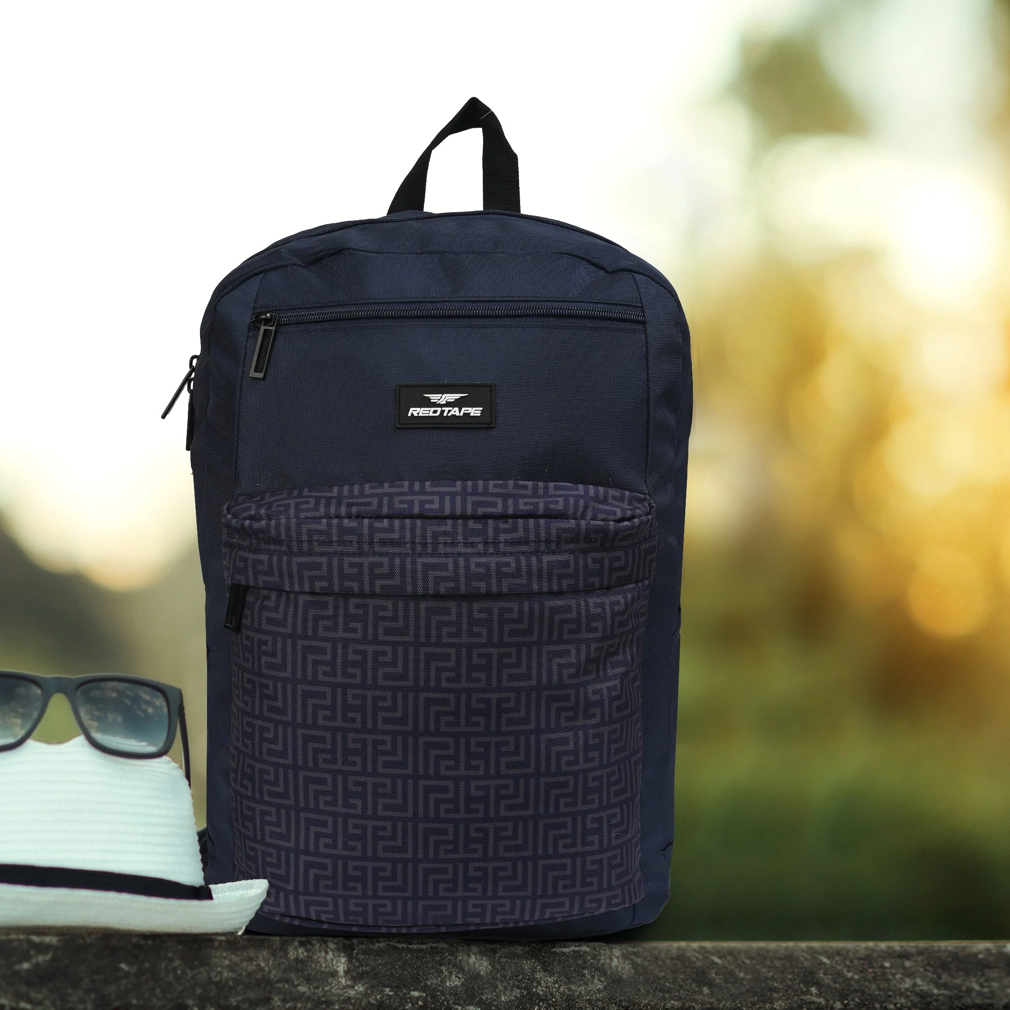 Navy Unisex 28.5L Polyester Laptop Backpack - Image 6
