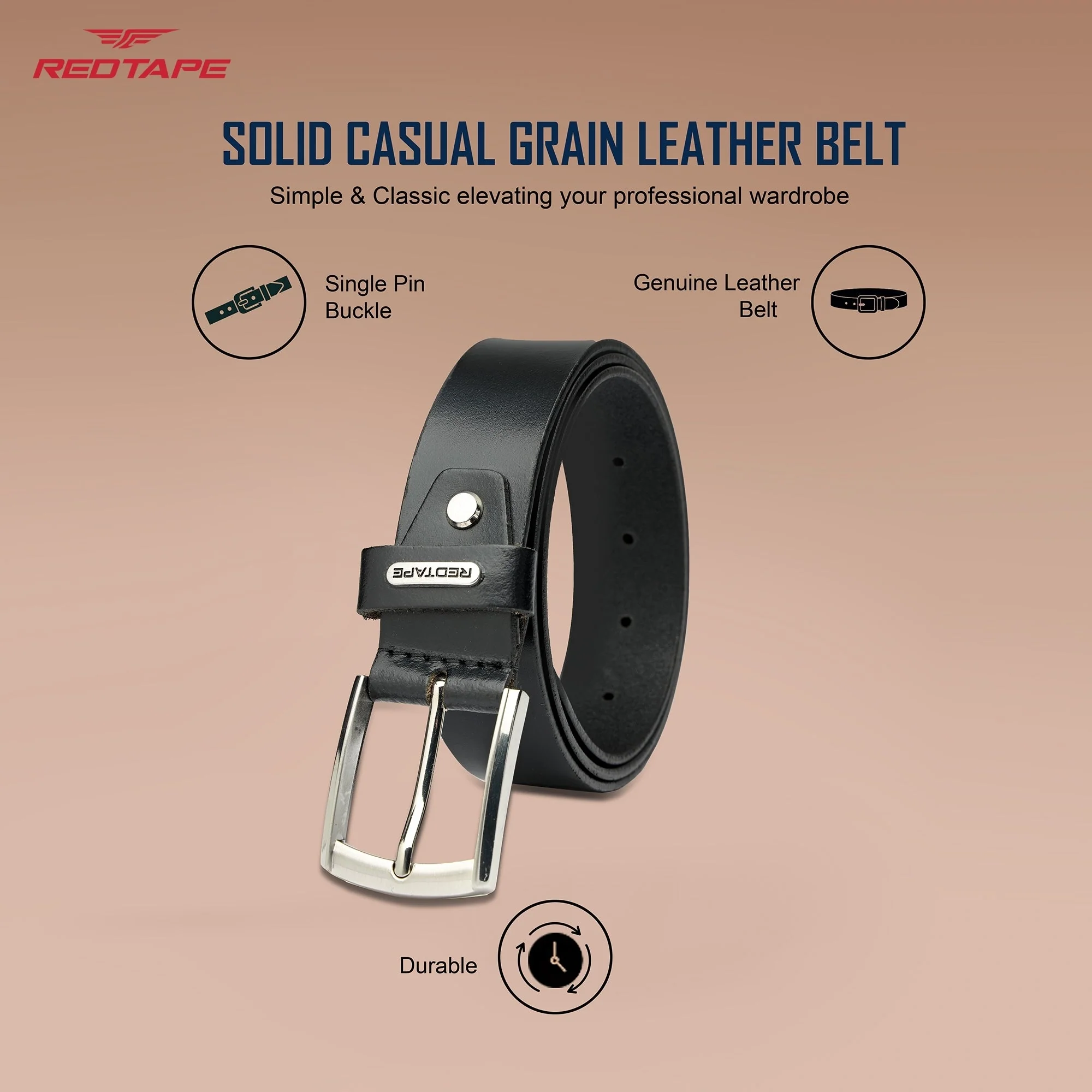 Navy Genuine Leather Belt for Men - Image 3