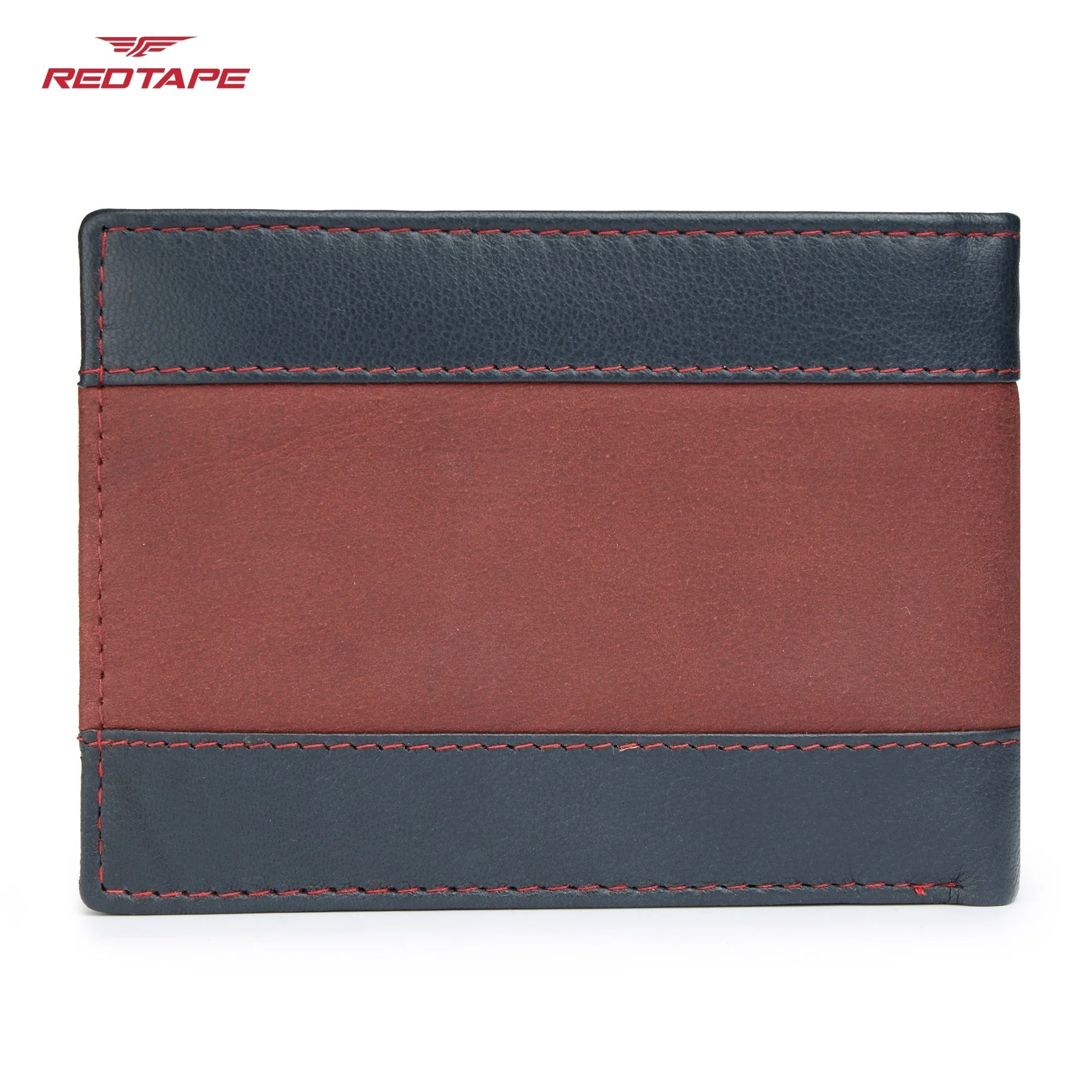 Navy Red & White Genuine Leather RFID Wallet for Men - Image 7