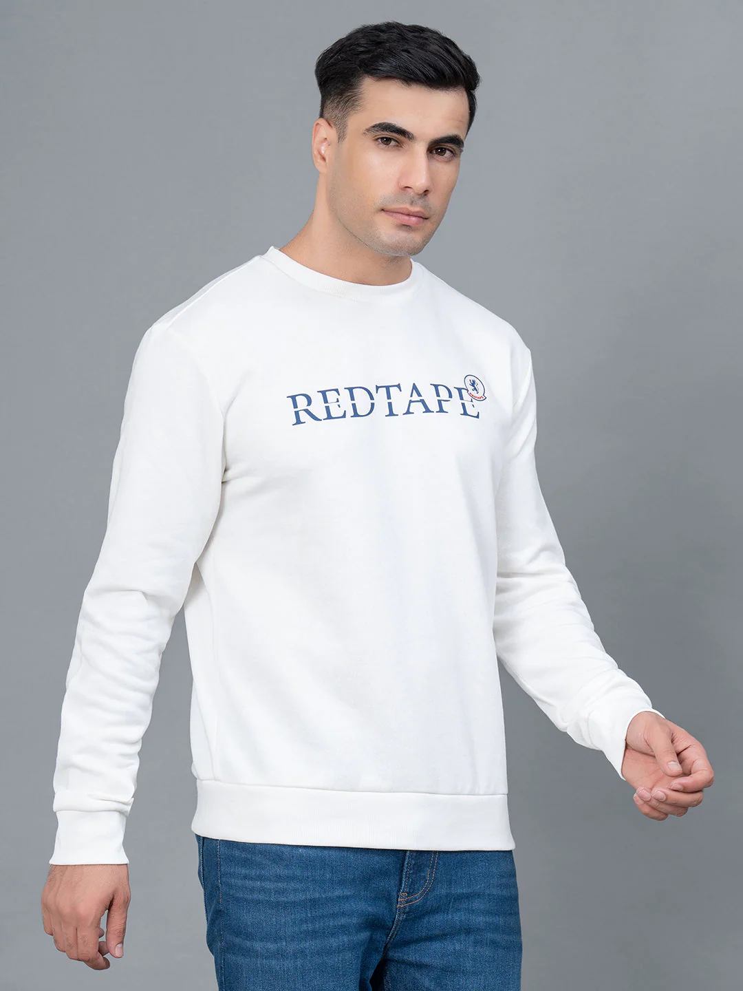 Off White Graphic Print Cotton Poly Fleece Men's Sweatshirt - Image 2