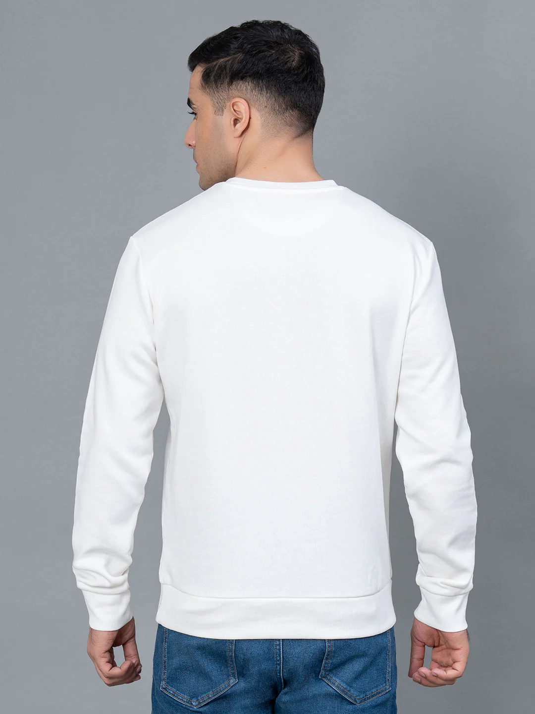Off White Graphic Print Cotton Poly Fleece Men's Sweatshirt - Image 3