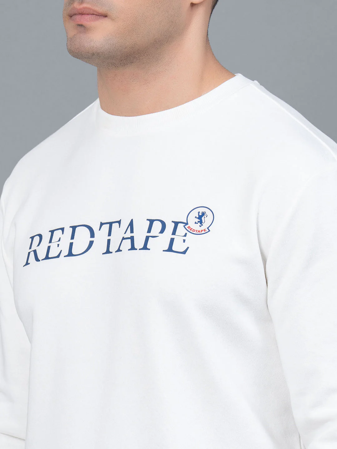 Off White Graphic Print Cotton Poly Fleece Men's Sweatshirt - Image 4
