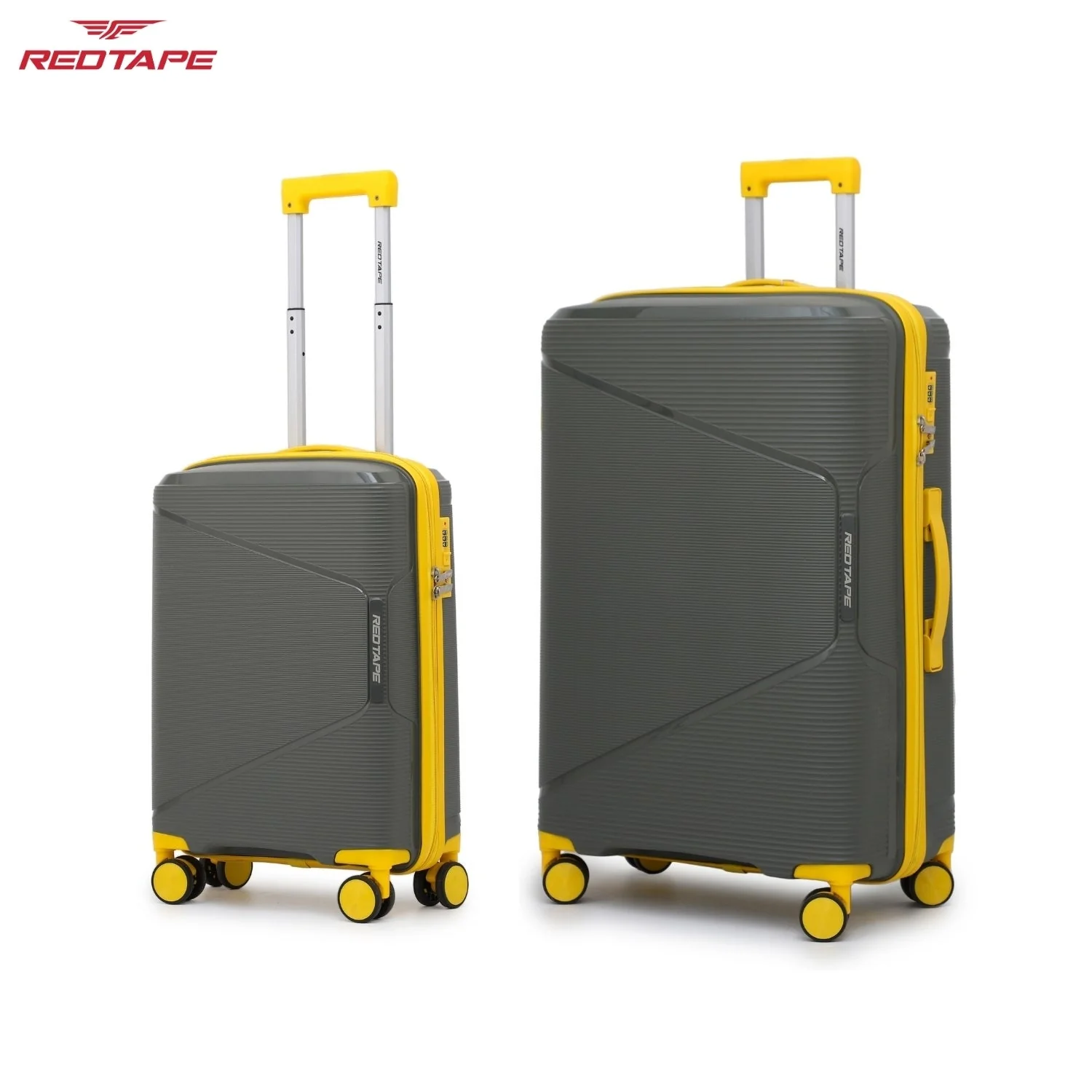 Olive & Yellow 8 Wheels Trolley Bag Set of 2 (Large + Cabin) - Image 7
