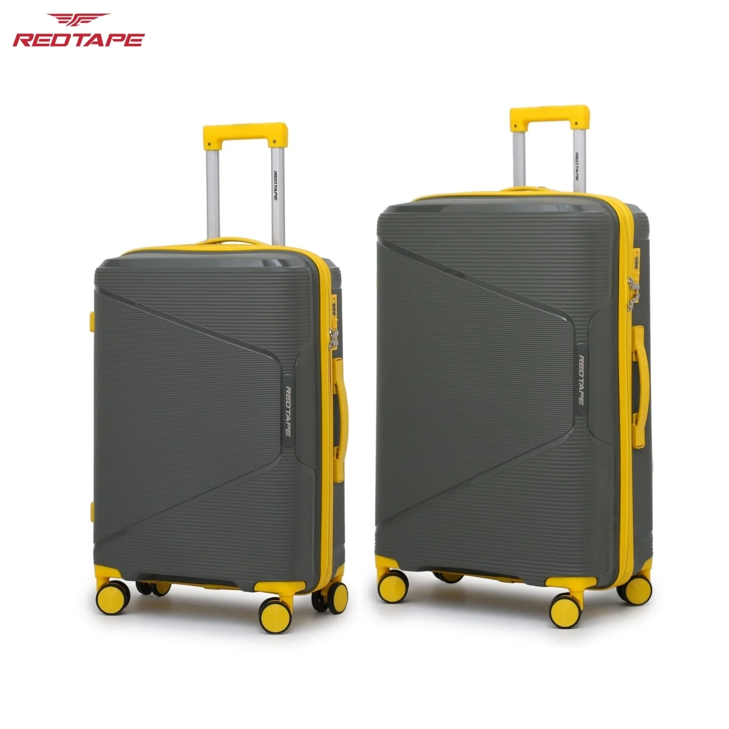 Olive & Yellow 8 Wheels Trolley Bag Set of 2 (Large + Medium) - Image 7