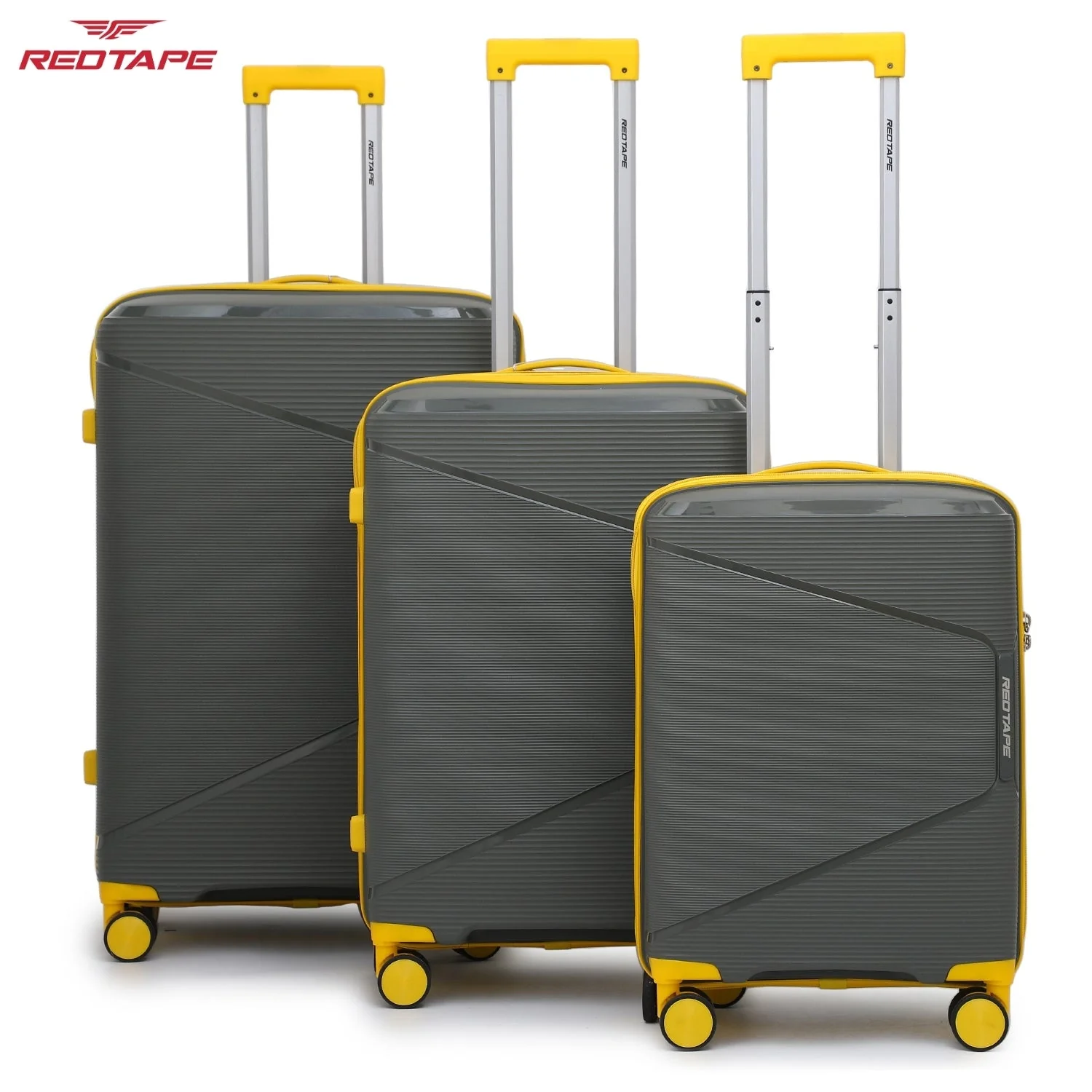 Olive & Yellow 8 Wheels Trolley Bag Set of 3 (Large + Medium + Cabin) - Image 7