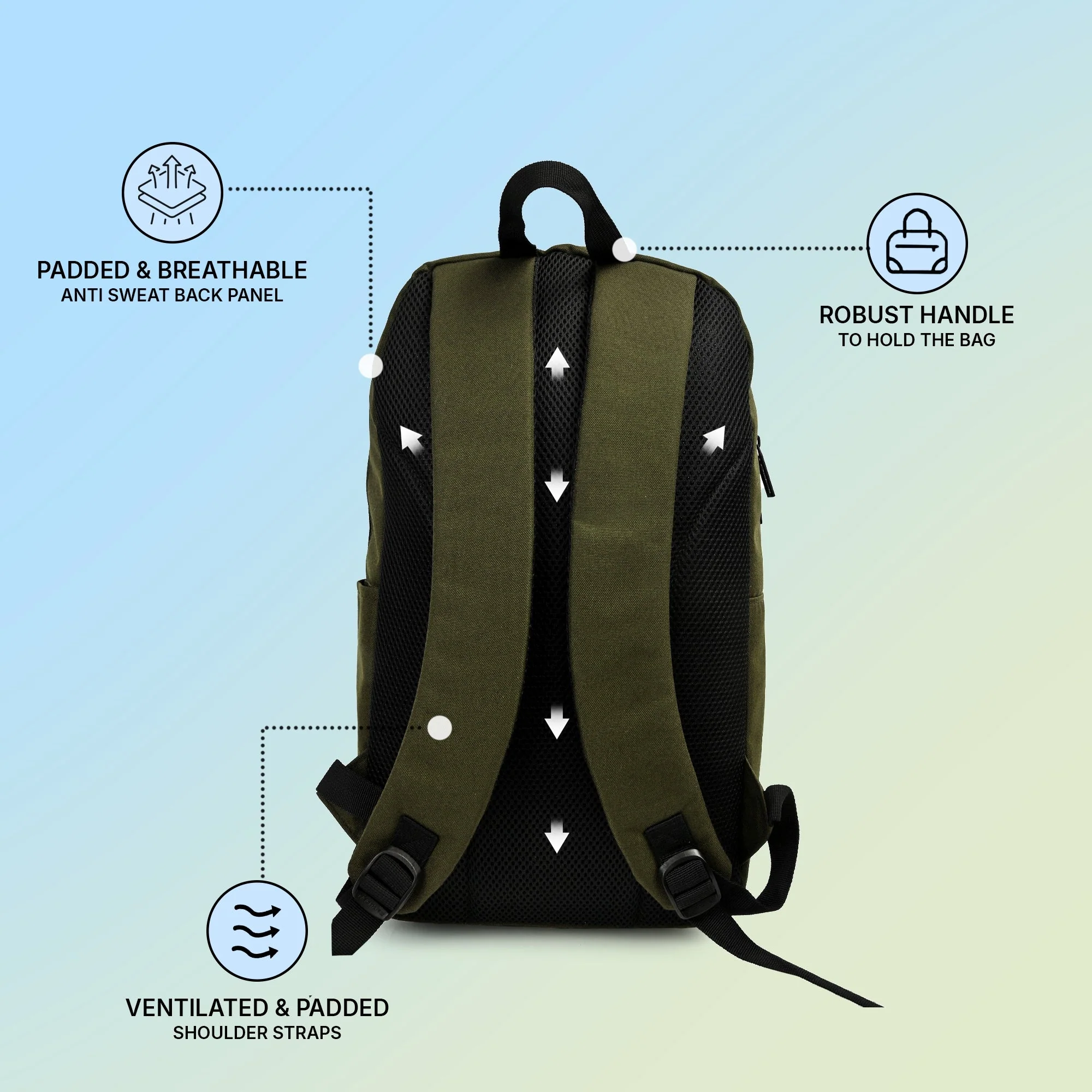 Olive Beige Unisex 19.5L Polyester Laptop Backpack - Image 3