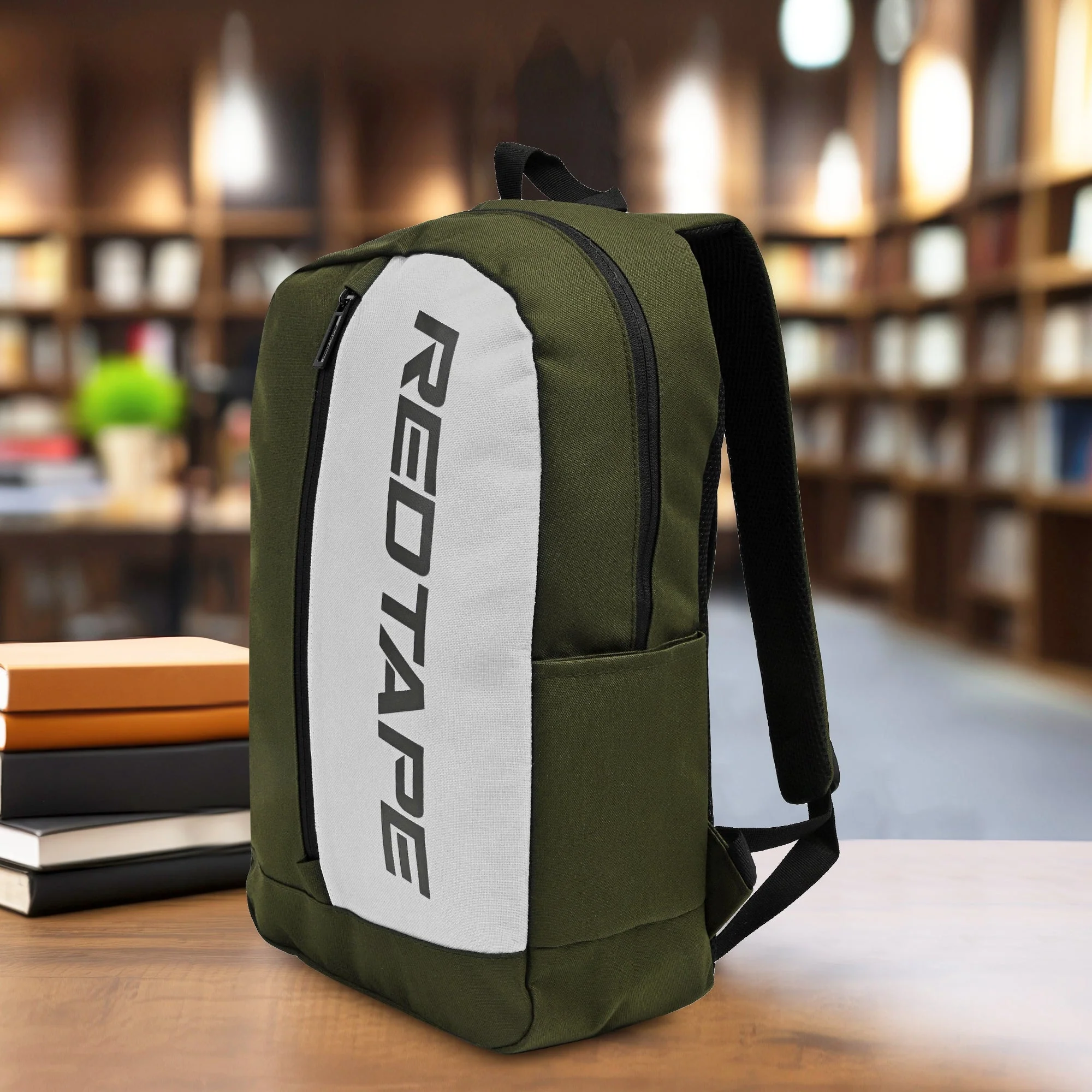 Olive Beige Unisex 19.5L Polyester Laptop Backpack - Image 6