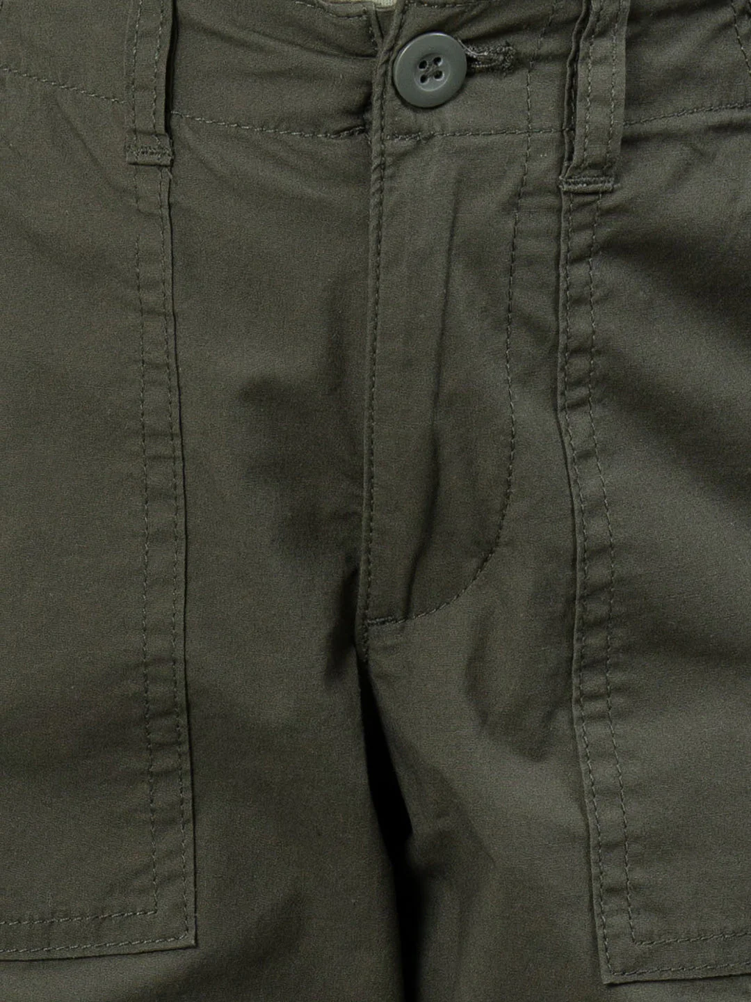 Olive Cotton Spandex Solid Girl's Jogger - Image 4