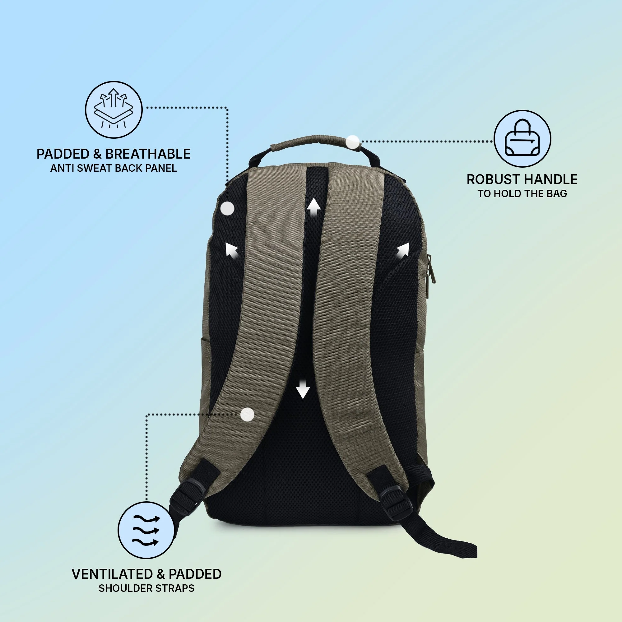 Olive Unisex 23L Polyester Laptop Backpack - Image 3