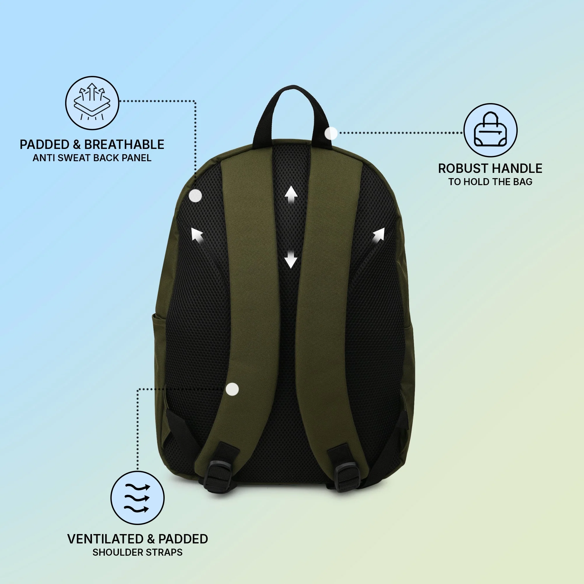 Olive Unisex 25.5L Polyester Laptop Backpack - Image 3