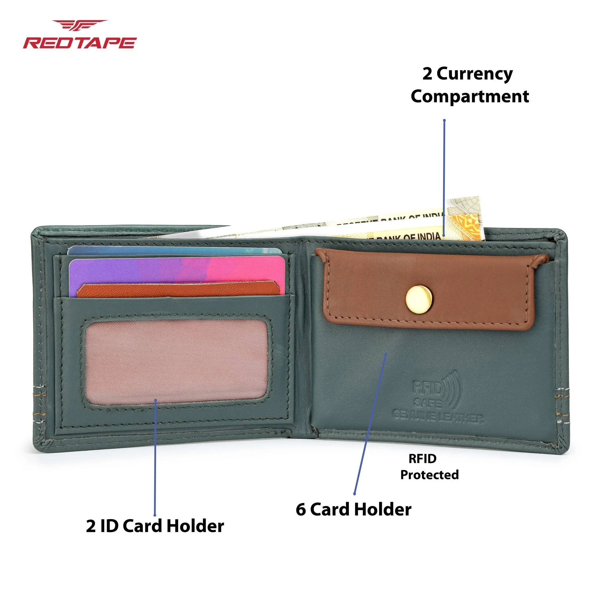 Olive Green Genuine Leather Wallet for Men - Image 5