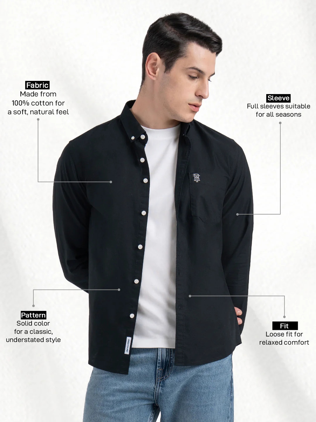 Oxford Solid Shirt for Men - Image 2
