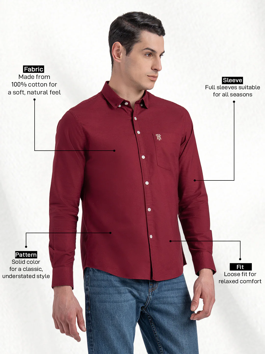 Oxford Solid Shirt for Men - Image 2