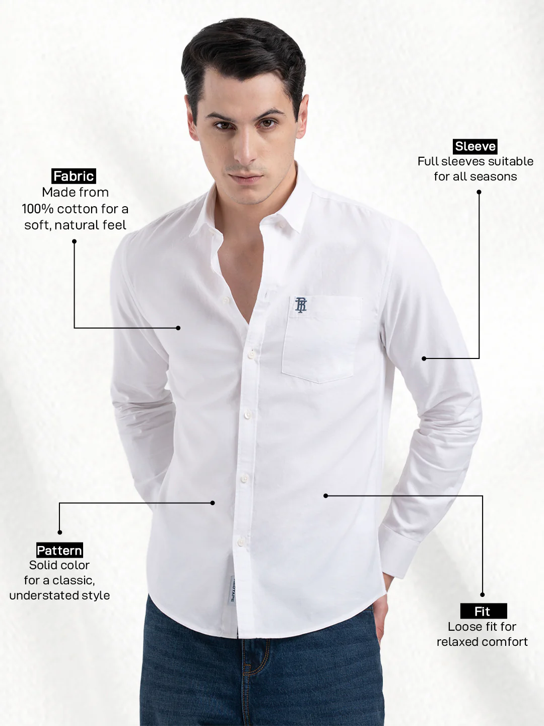 Oxford Solid Shirt for Men - Image 2