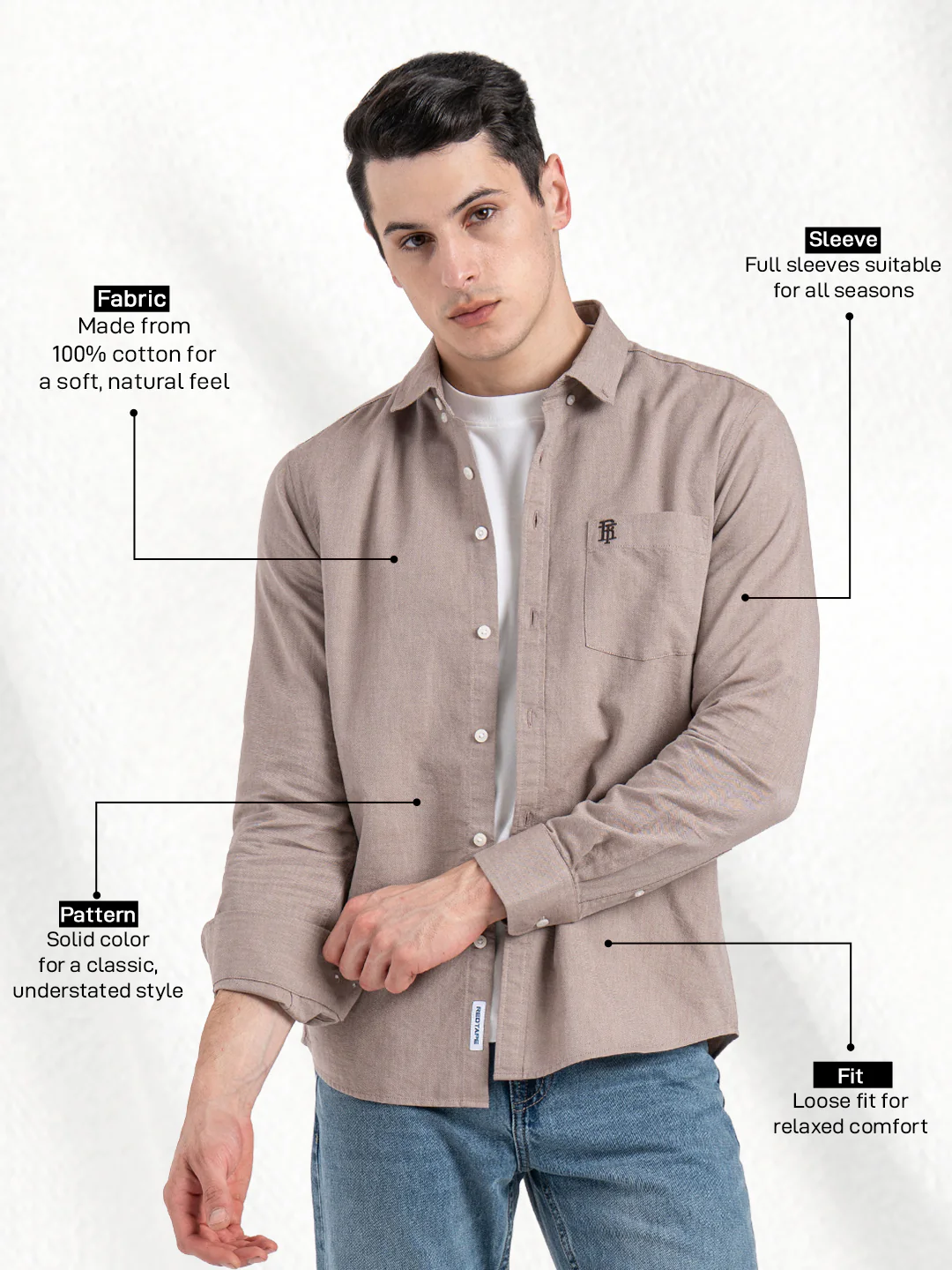 Oxford Solid Shirt for Men - Image 2