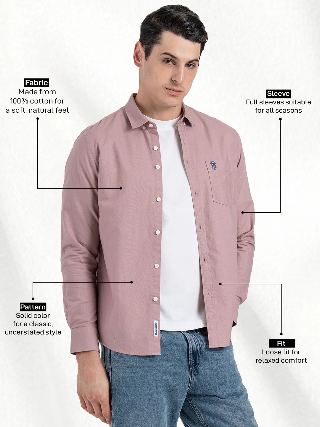 Oxford Solid Shirt for Men - Image 2