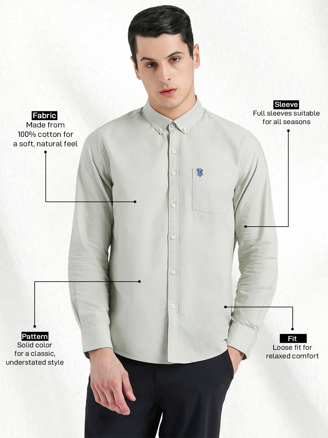 Oxford Solid Shirt for Men - Image 2