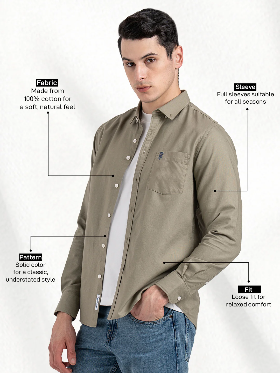 Oxford Solid Shirt for Men - Image 2