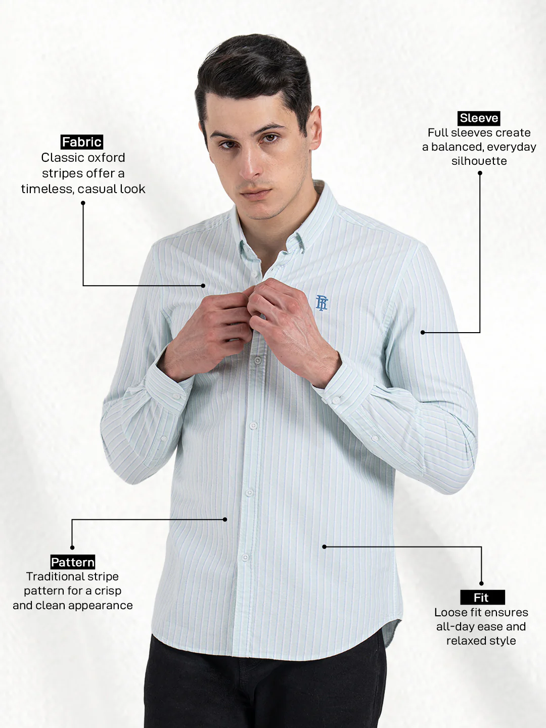 Oxford Striped Shirt for Men - Image 2