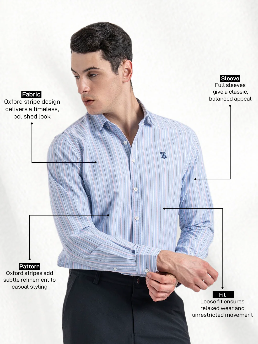 Oxford Striped Shirt for Men - Image 2