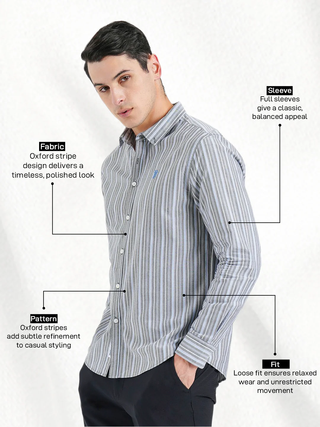 Oxford Striped Shirt for Men - Image 2