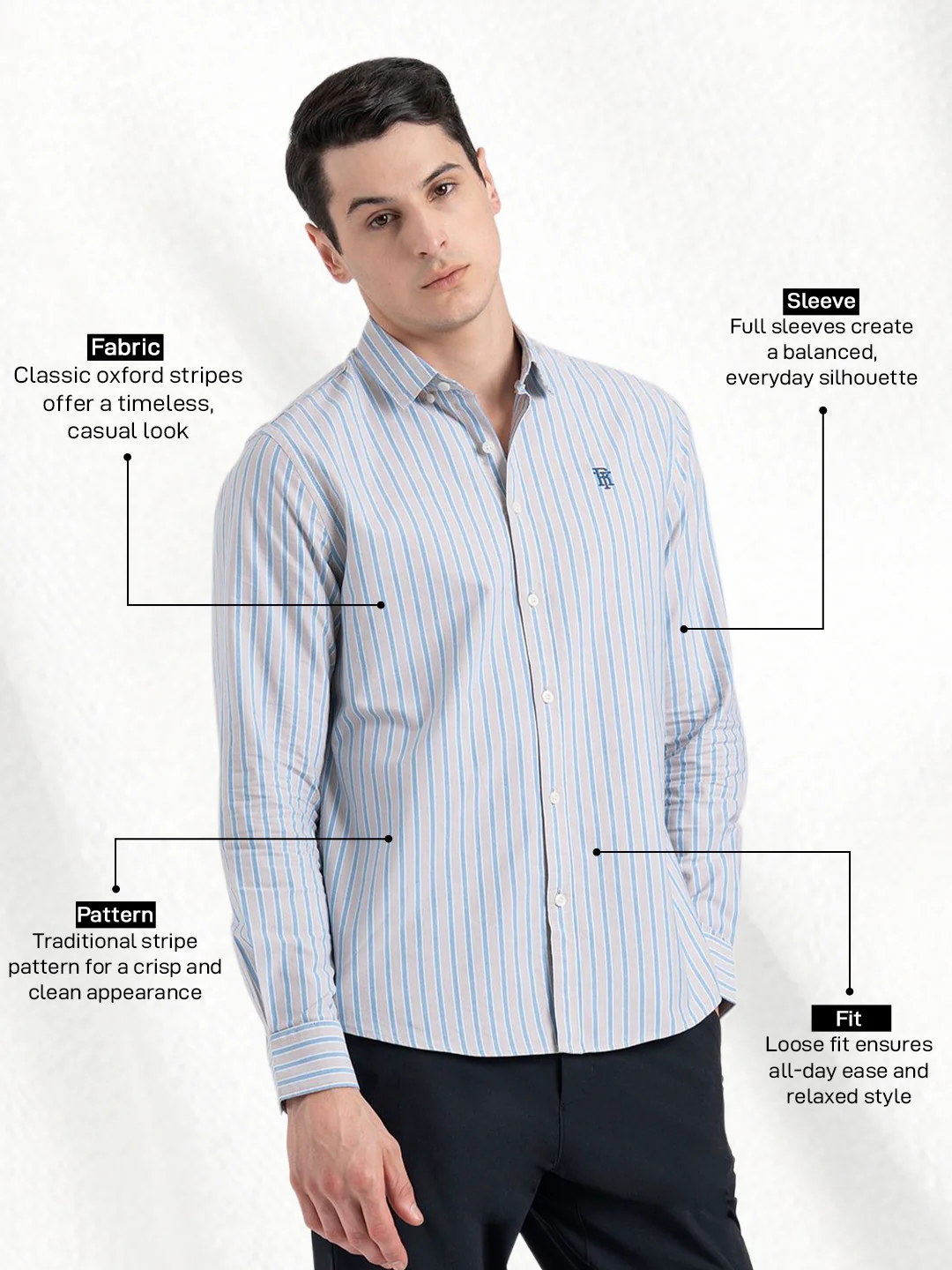Oxford Striped Shirt for Men - Image 2