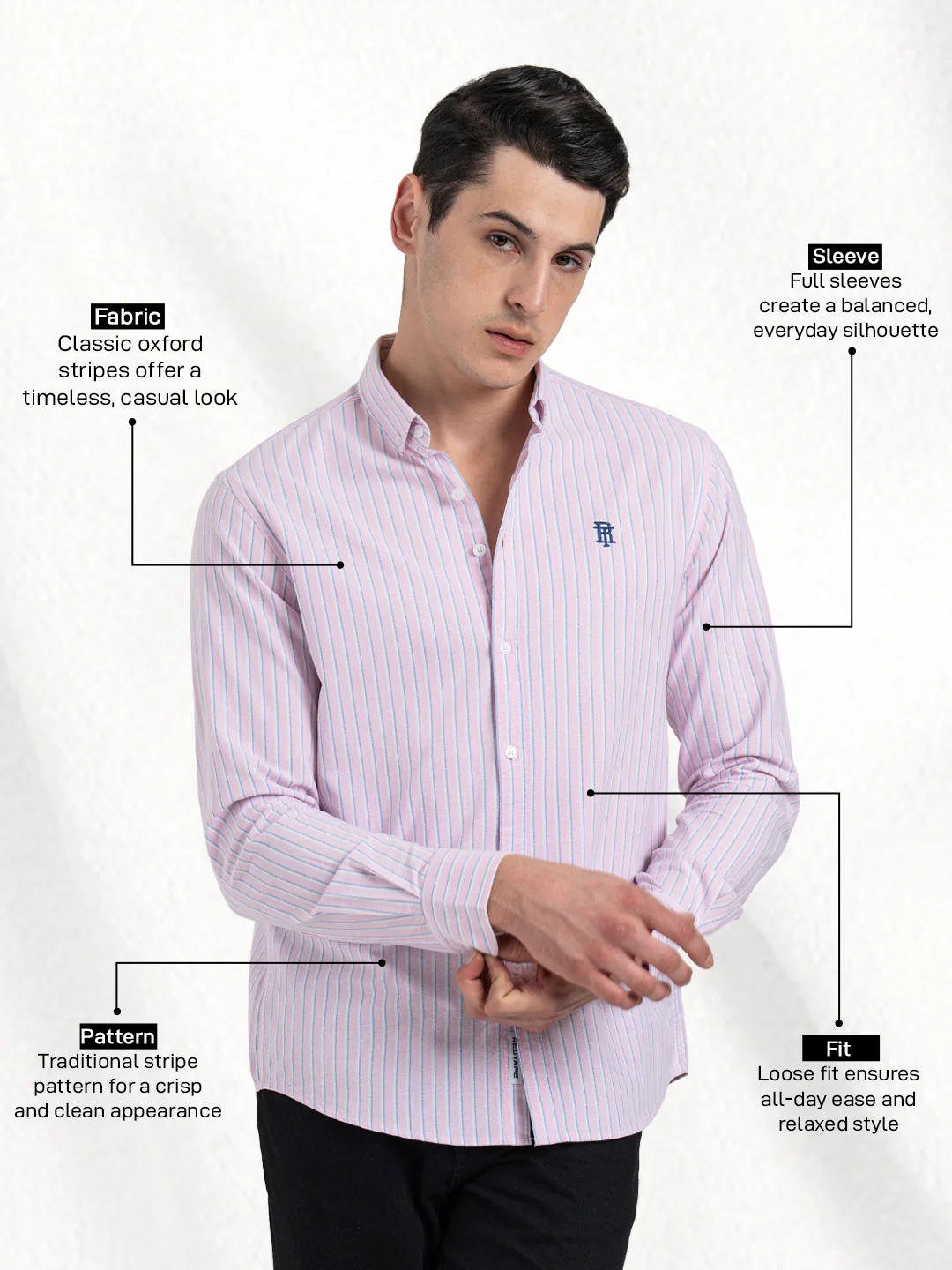 Oxford Striped Shirt for Men - Image 2
