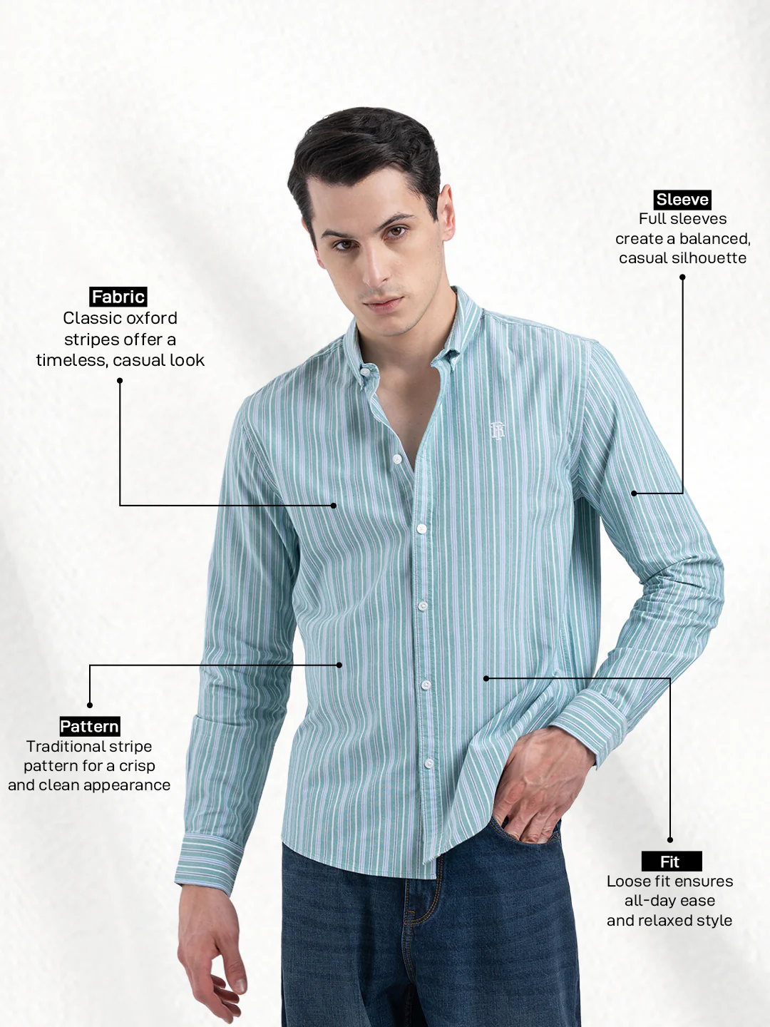 Oxford Striped Shirt for Men - Image 2