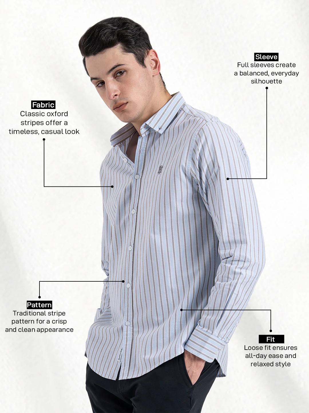 Oxford Striped Shirt for Men - Image 2