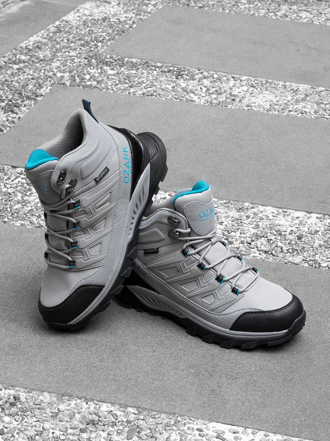 Light Grey Trekking Shoes for Men | High-Top Outdoor - Image 6