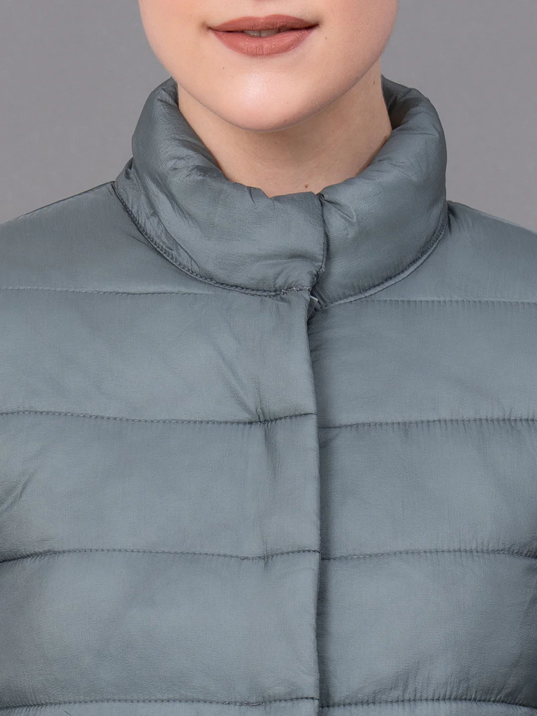 Pale Green Nylon Solid Women's Padded Jacket - Image 4