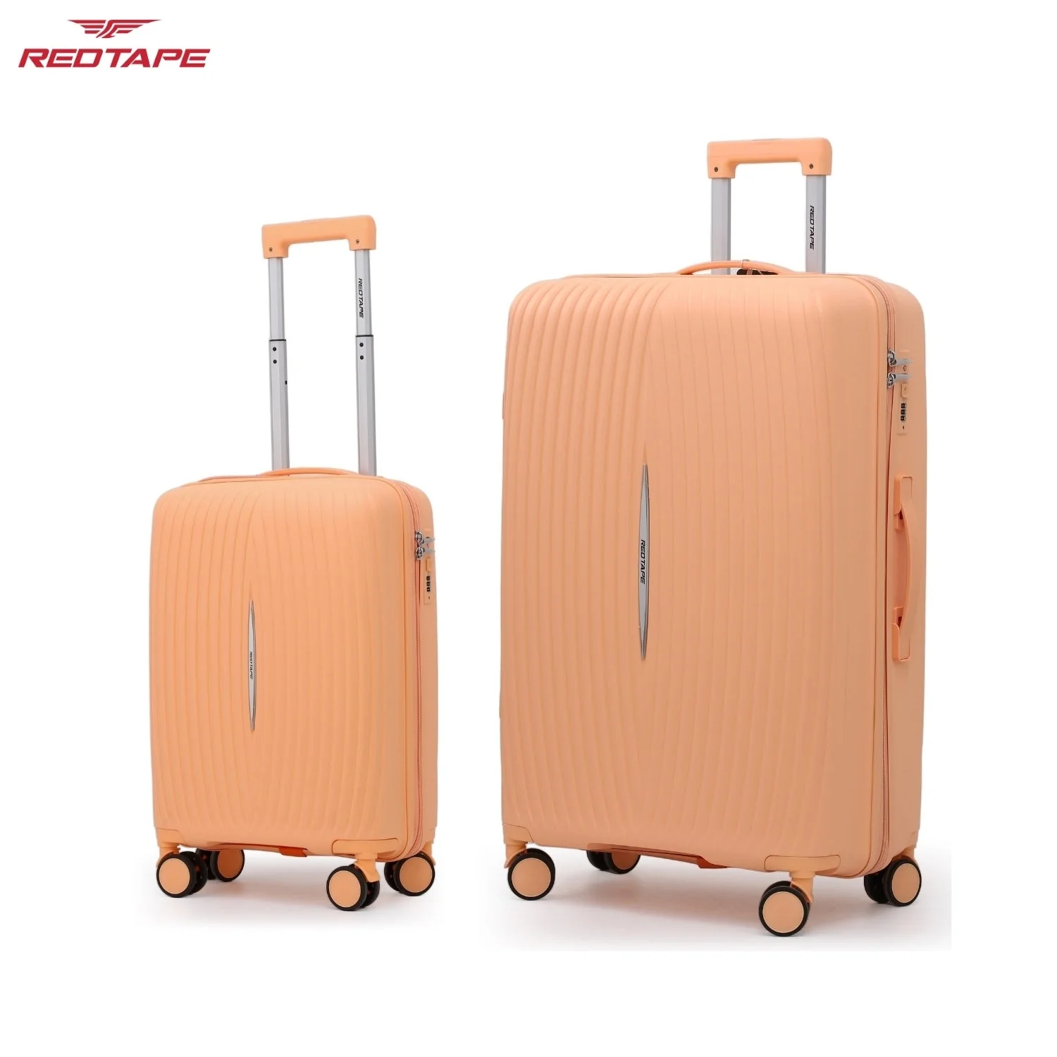 Peach 8 Wheels Trolley Bag Set of 2 (Large + Cabin) - Image 7