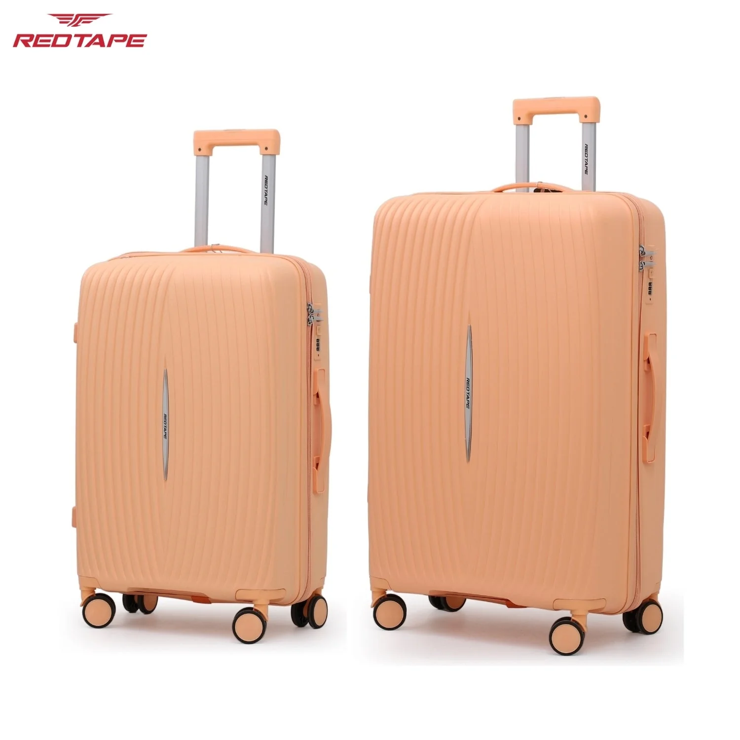Peach 8 Wheels Trolley Bag Set of 2 (Large + Medium) - Image 7