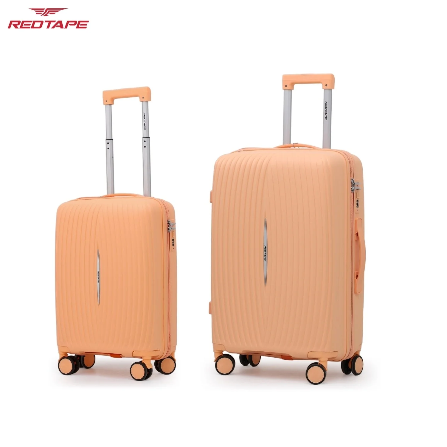 Peach 8 Wheels Trolley Bag Set of 2 (Medium + Cabin) - Image 7