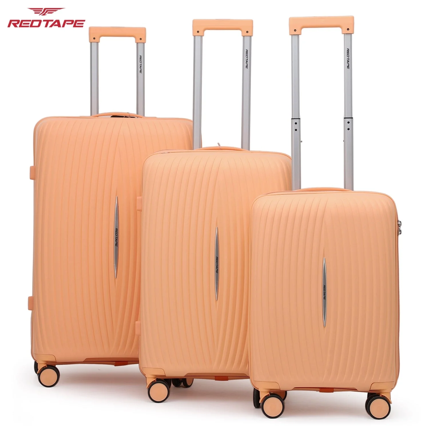 Peach 8 Wheels Trolley Bag Set of 3 (Large + Medium + Cabin) - Image 7
